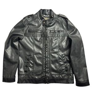 BKE Faux Leather Jacket Men’s Size Medium Black Full Zip Biker Athletic Fit